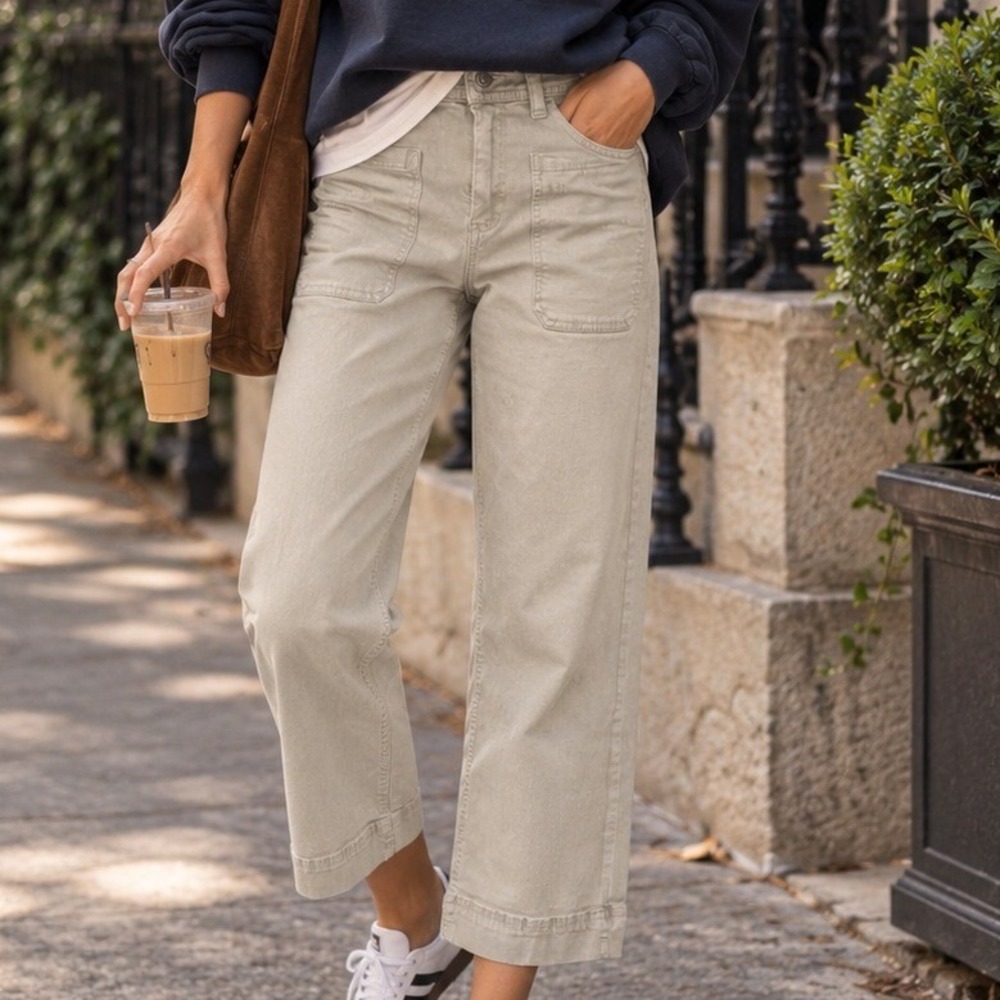 Buffalo David Bitton Brigette High Rise Soft Stretch Crop Pants Sage Green 12/32